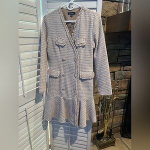 Nicole Miller Beige Tweed Coat Dress